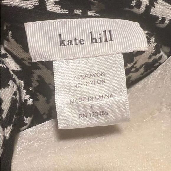 Kate Hill houndstooth full zip up cardigan jacket size Large - Picture 8 of 8